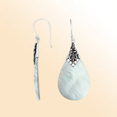 AE-1122-MOP Sterling Silver Pears Shape Earring With Mother Of Pearl Jewelry Bali Designs Inc